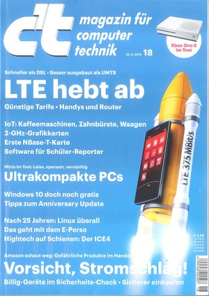 Cover des Magazins c't Heft 18/2016