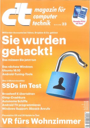 Cover des Magazins c't Heft 23/2016